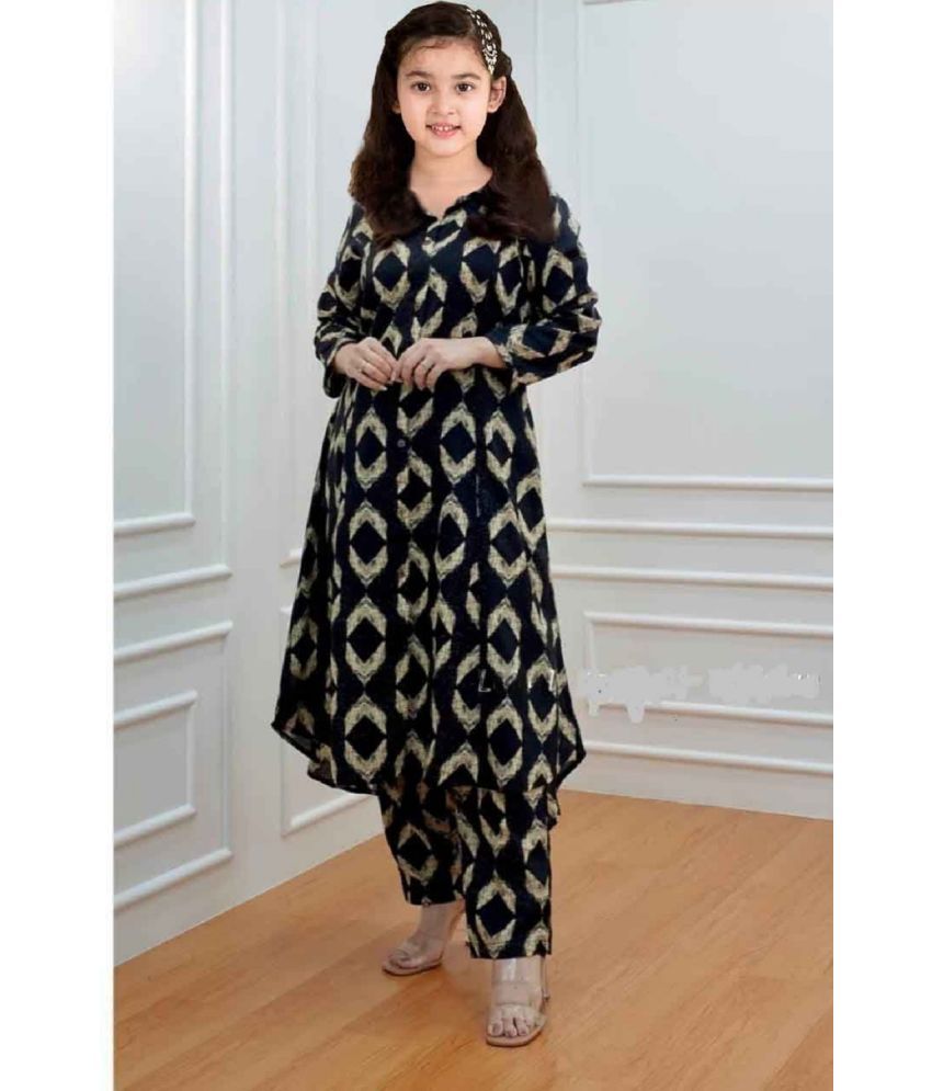     			Bholukart Girls Cotton Blend Kurti with Salwar ( Pack of 1 , Black )