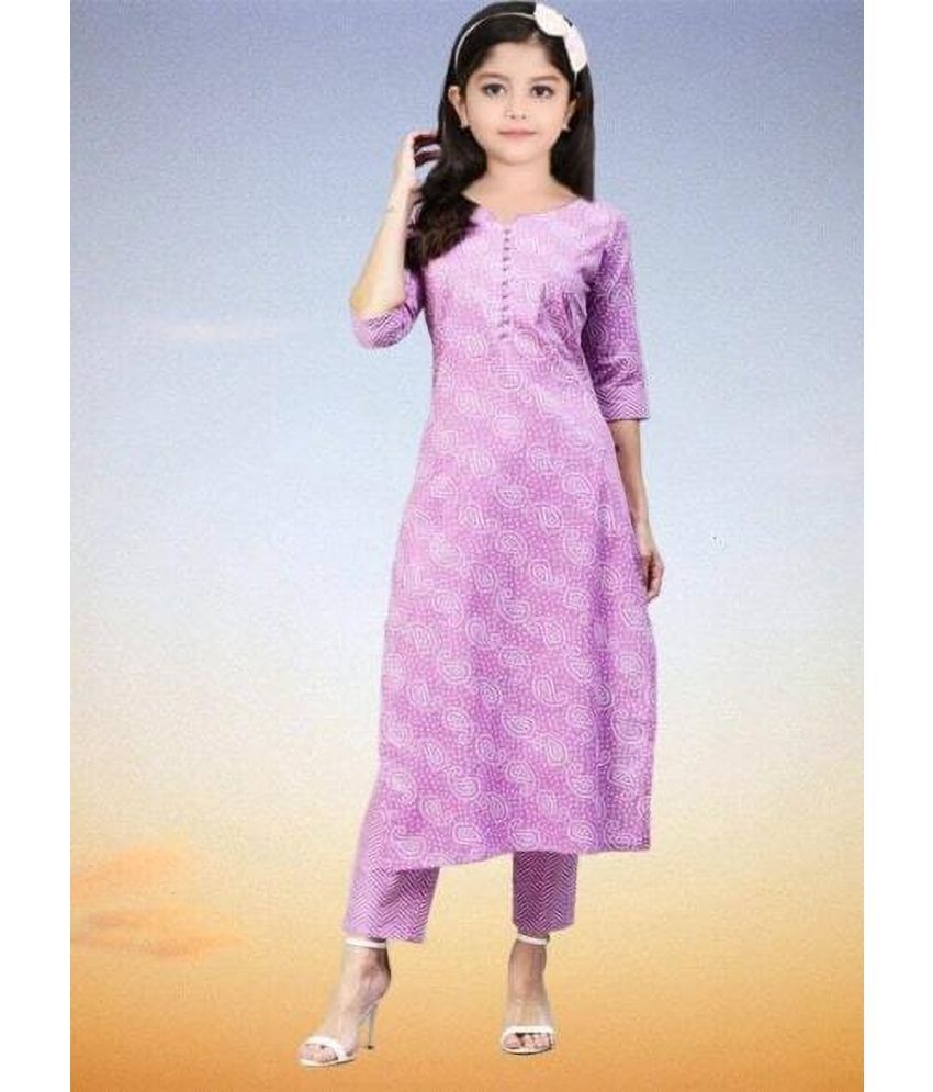     			Bholukart Girls Cotton Blend Kurti with Salwar ( Pack of 1 , Multicolor )