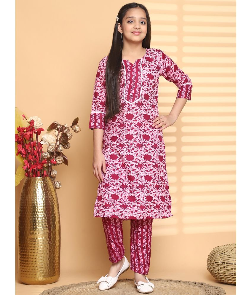     			Bholukart Girls Cotton Blend Kurti with Salwar ( Pack of 1 , Brown )