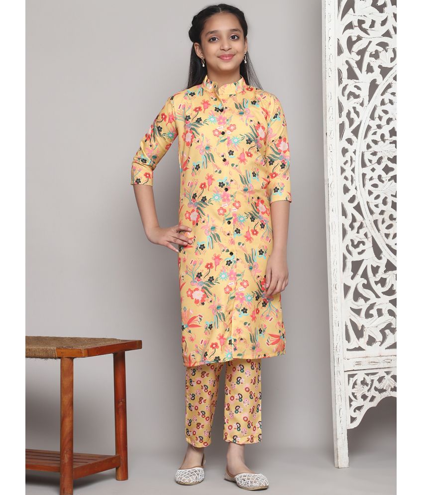     			Bholukart Girls Rayon Kurti with Salwar ( Pack of 1 , Yellow )