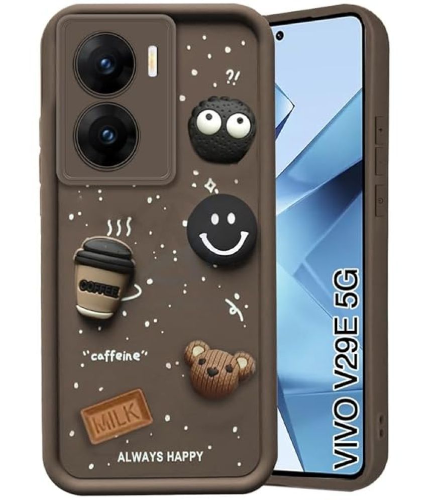     			Bright Traders Brown Printed Back Cover Rubber Compatible For Vivo V29e ( Pack of 1 )