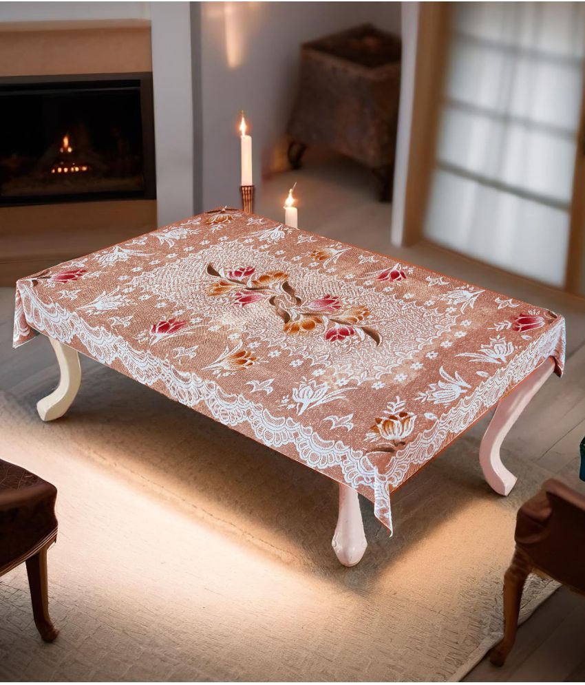     			Crosmo Embroidered Polyester 4 Seater Rectangle Table Cover ( 152 x 102 ) cm Pack of 1 Orange