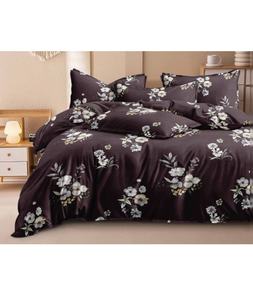     			NeLeo Poly Cotton 1 Double King Bedsheet with 2 Pillow Covers ( Coffee Brown )