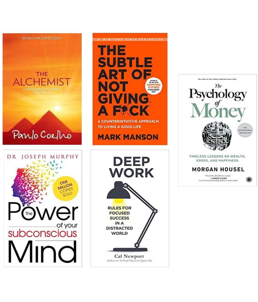     			The power of subconcious mind + The alchesmist + The psychology of money + Deep work + The subtle art of not giving a fuck ( english paperback )