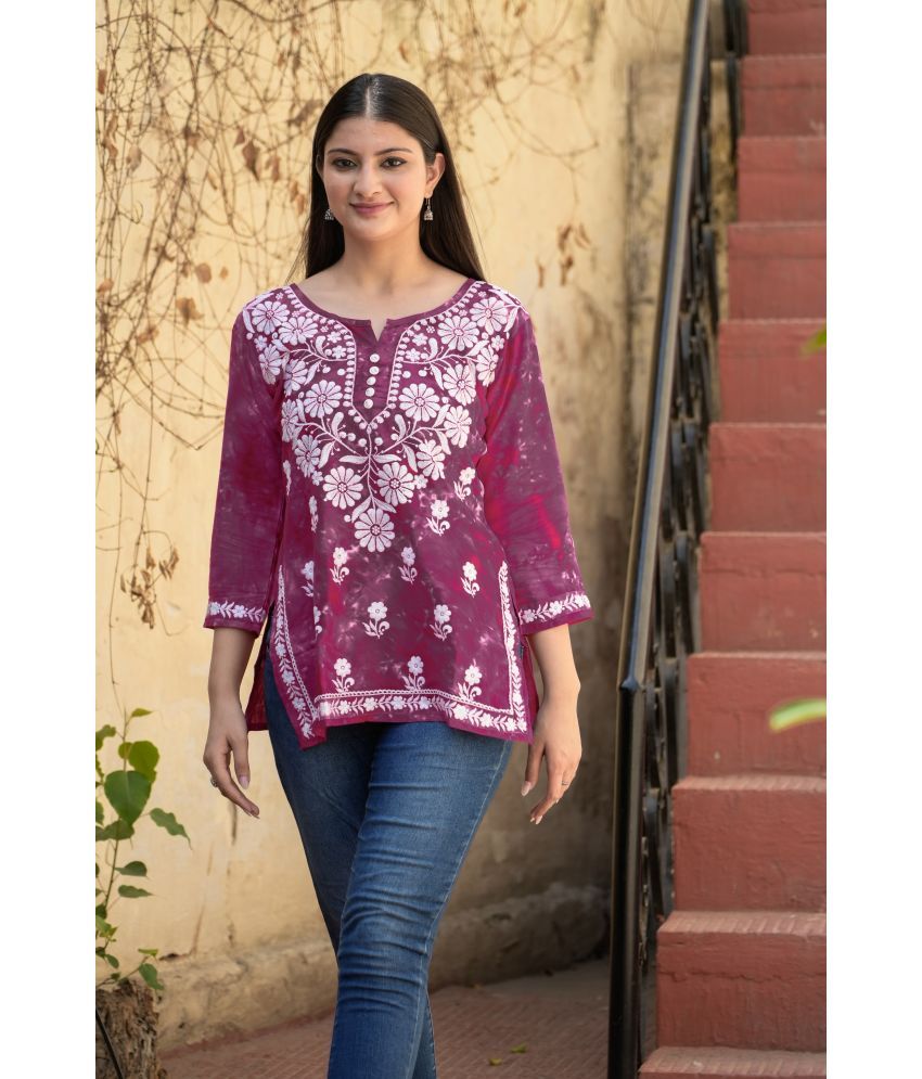     			anushansa Pack of 1 Rayon Embroidered Straight Women's Kurti - ( Purple )