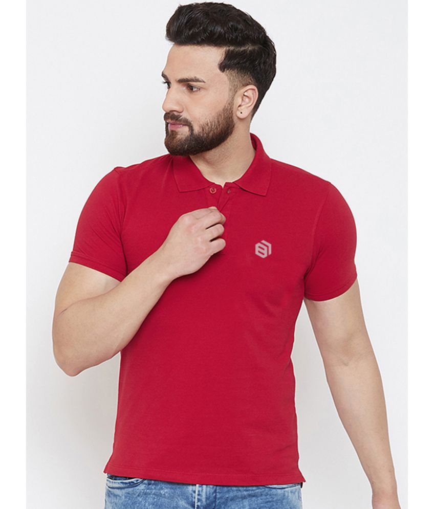     			BISHOP COTTON Pack of 1 Cotton Blend Regular Fit Solid Half Sleeves Men's Polo T Shirt ( Red )