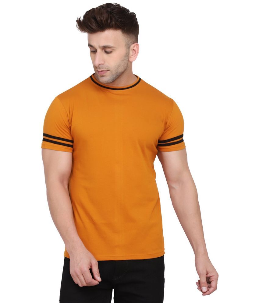     			Beyou Fashion Cotton Blend Regular Fit Solid Half Sleeves Men's Round T-Shirt - Gold ( Pack of 1 )