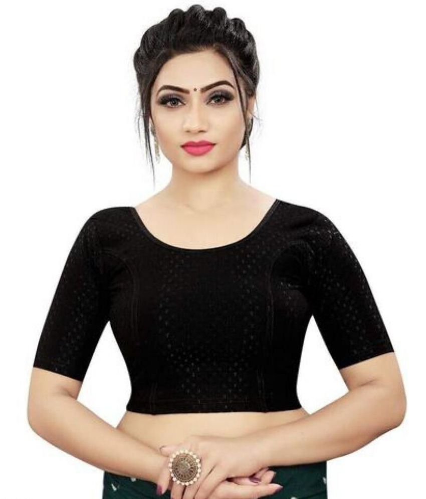     			RUNAYA NX Black Readymade without Pad Cotton Blend Women's Blouse ( Pack of 1 )