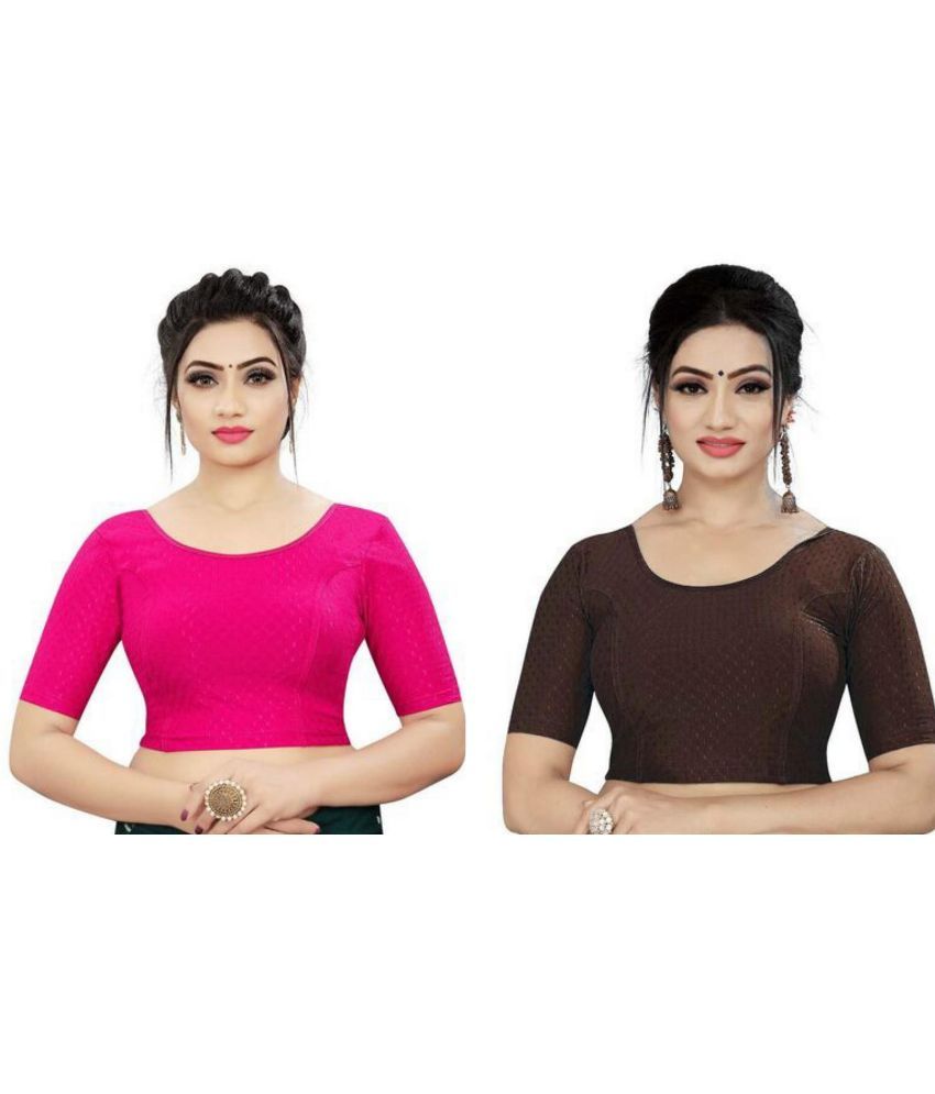     			RUNAYA NX Multicolor Readymade without Pad Lycra Women's Blouse ( Pack of 2 )