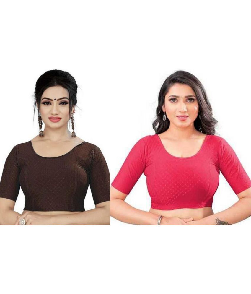     			RUNAYA NX Multicolor Readymade without Pad Lycra Women's Blouse ( Pack of 2 )