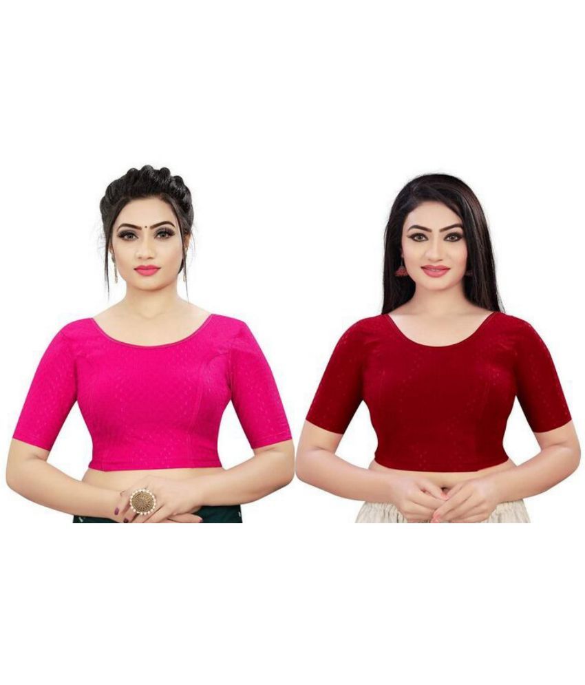     			RUNAYA NX Multicolor Readymade without Pad Lycra Women's Blouse ( Pack of 2 )