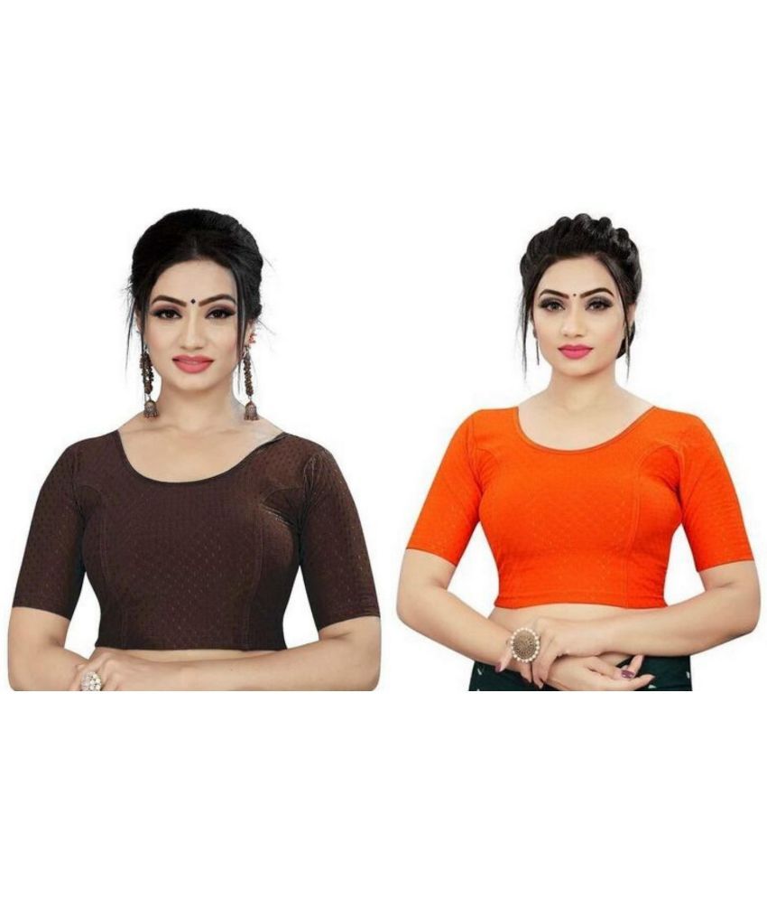     			RUNAYA NX Multicolor Readymade without Pad Lycra Women's Blouse ( Pack of 2 )