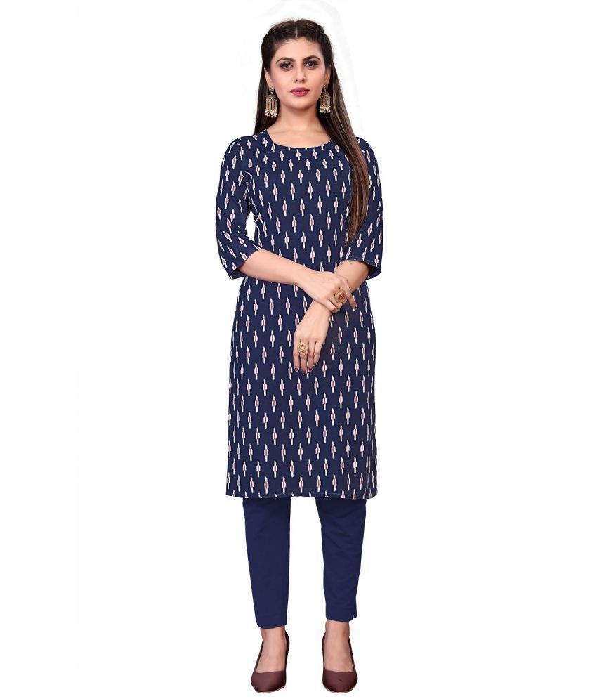     			RUNAYA NX Pack of 1 Viscose Rayon Printed A-line Women's Kurti - ( Blue )