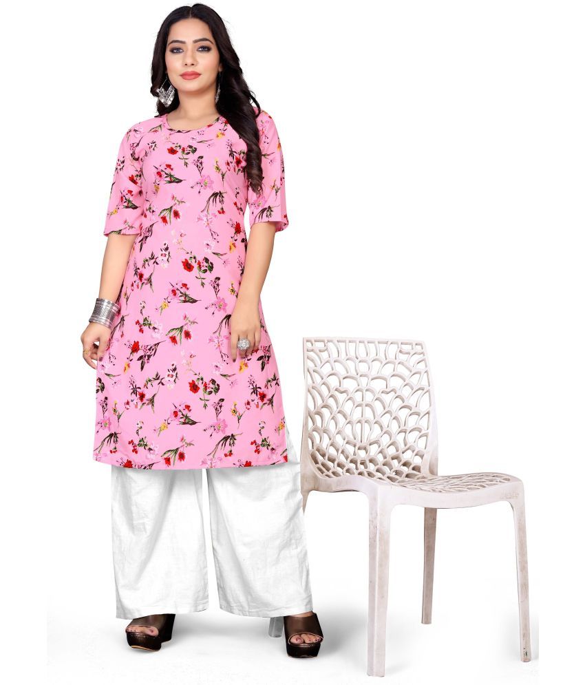     			RUNAYA NX Pack of 1 Rayon Printed A-line Women's Kurti - ( Pink )