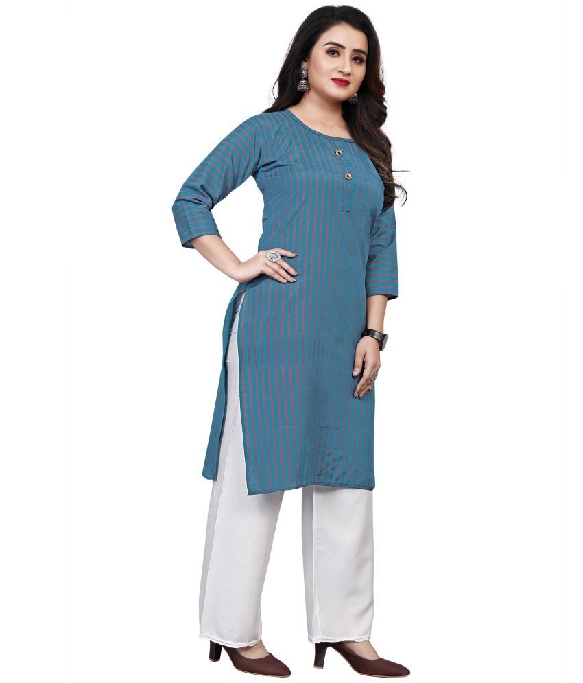     			RUNAYA NX Pack of 1 Viscose Rayon Printed A-line Women's Kurti - ( Blue )