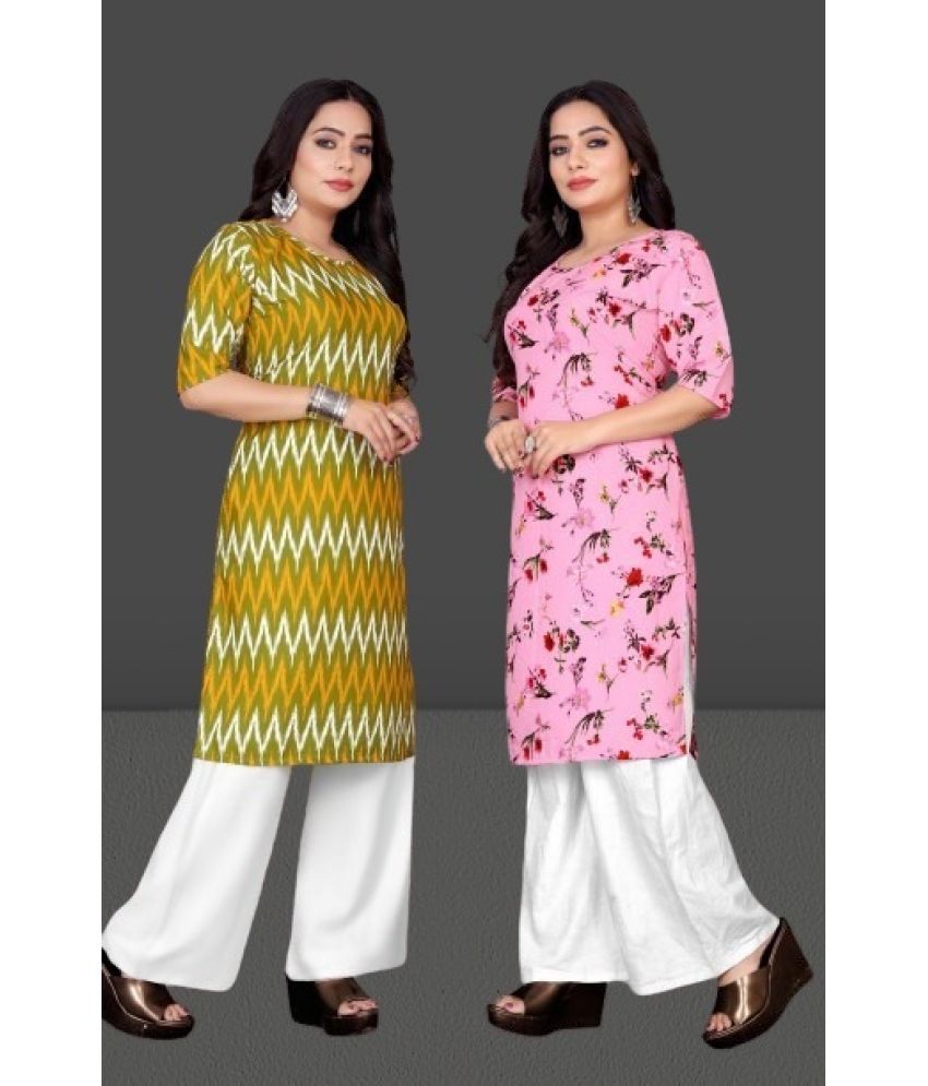     			RUNAYA NX Pack of 2 Crepe Printed A-line Women's Kurti - ( Light Green )