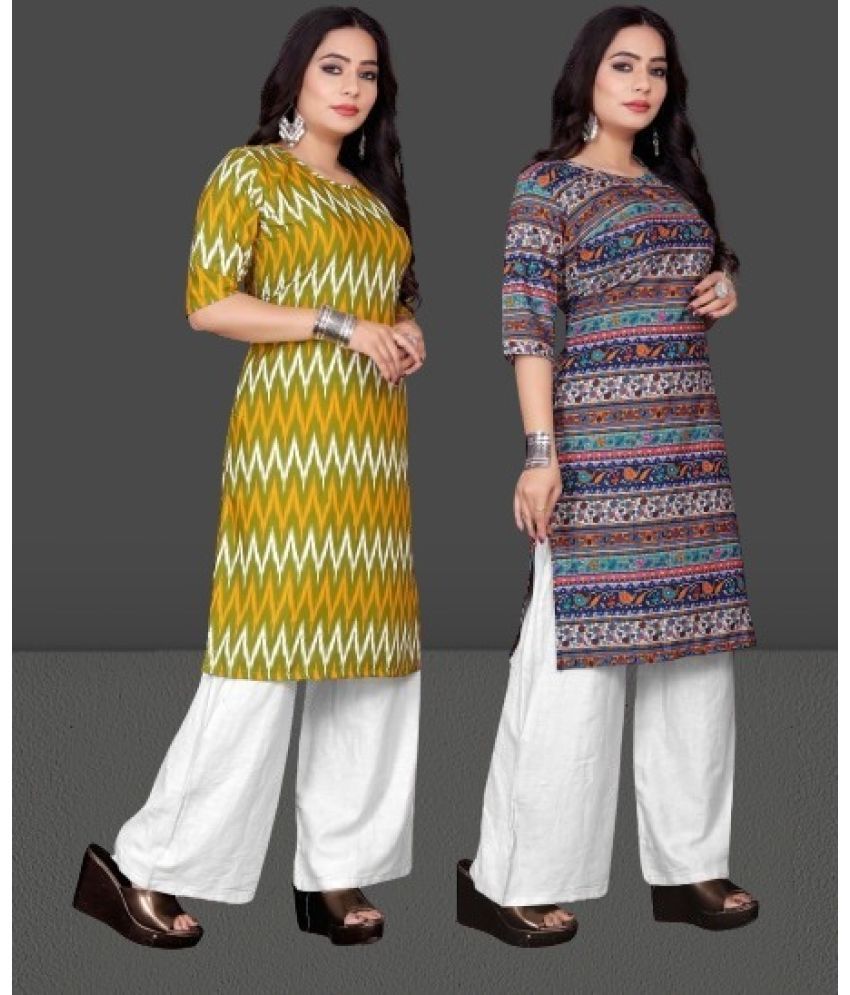     			RUNAYA NX Pack of 2 Cotton Silk Printed A-line Women's Kurti - ( White )