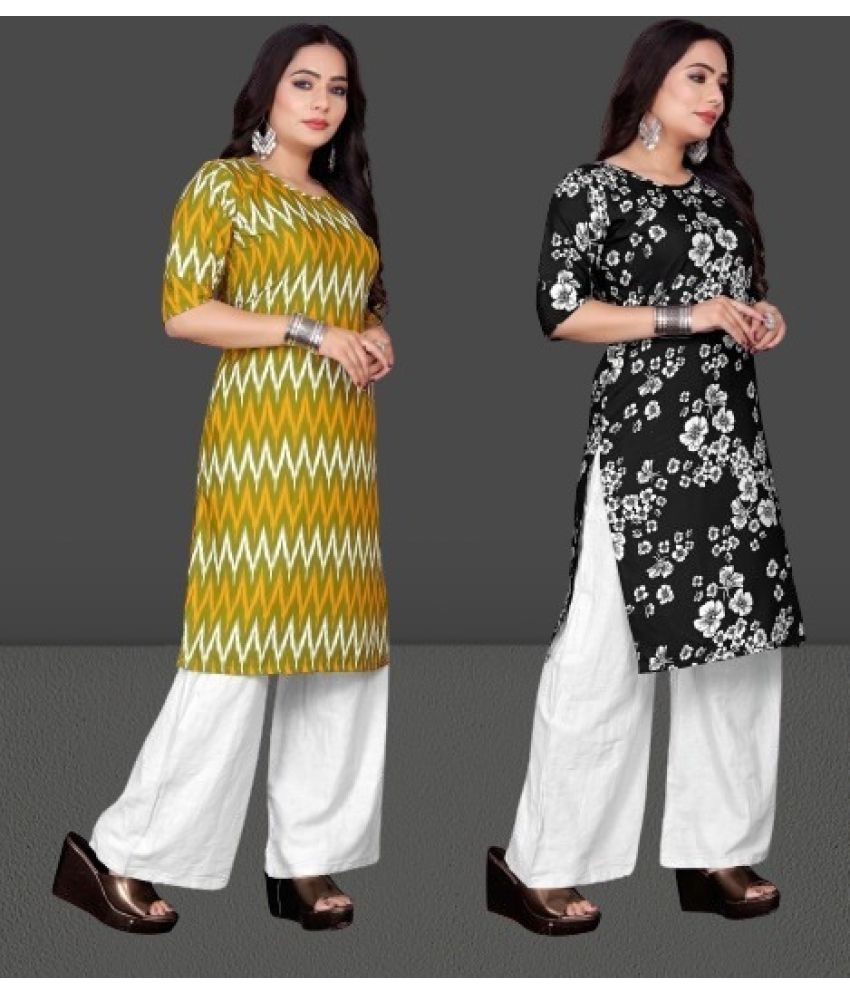     			RUNAYA NX Pack of 2 Cotton Silk Printed A-line Women's Kurti - ( White )