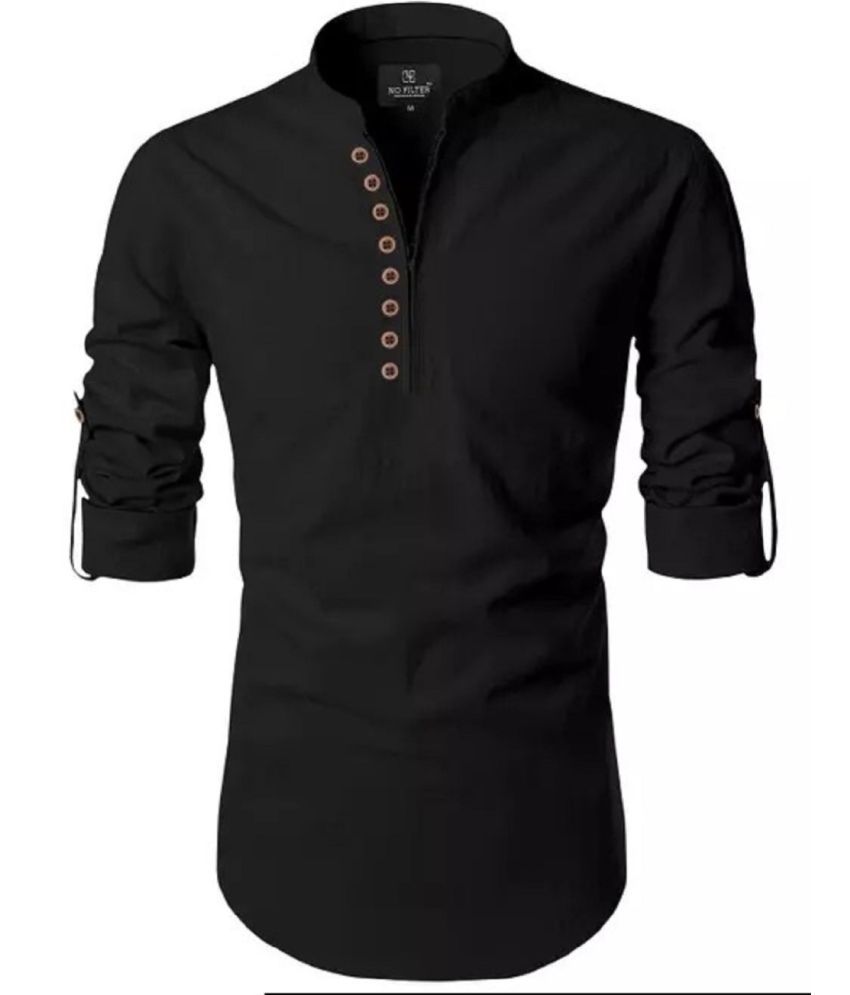     			Shiva Fab Black Cotton Blend Men's Shirt Style Kurta ( Pack of 1 )