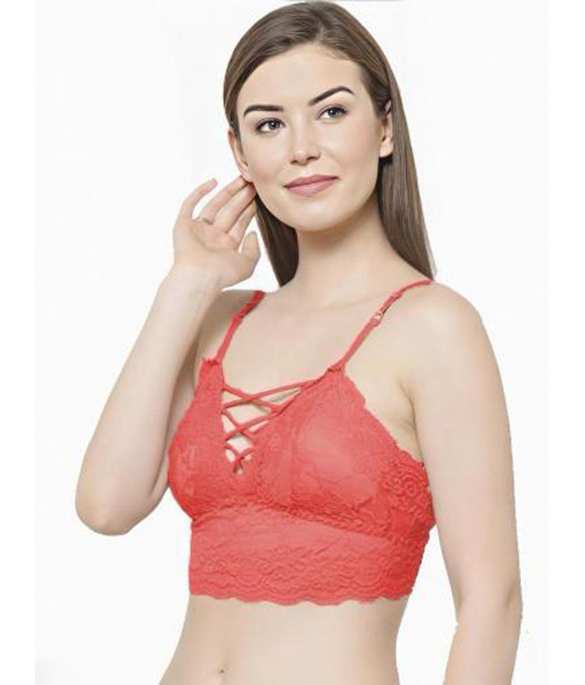     			ComfyStyle Pack of 1 Lace Lightly Padded Bralette Bra For Women ( Orange )