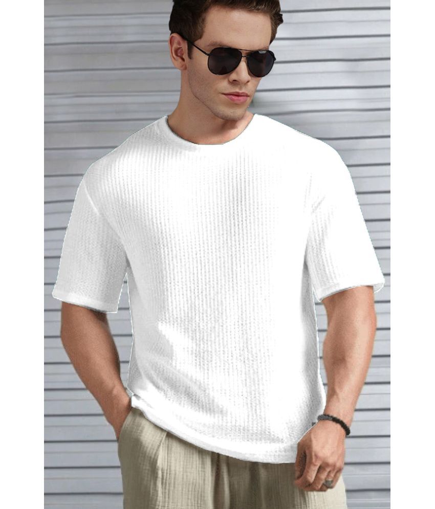     			MXN Cotton Blend Regular Fit Solid Half Sleeves Men's Round T-Shirt - White ( Pack of 1 )