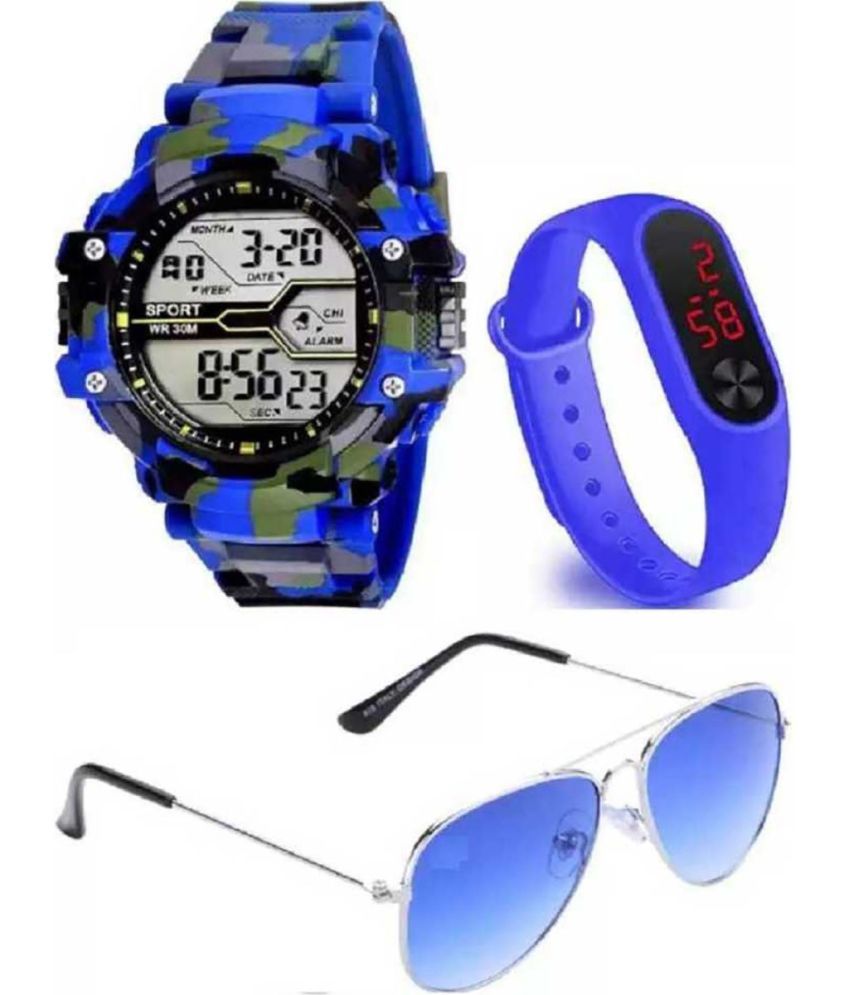     			Rozti Blue Silicon Digital Men's Watch