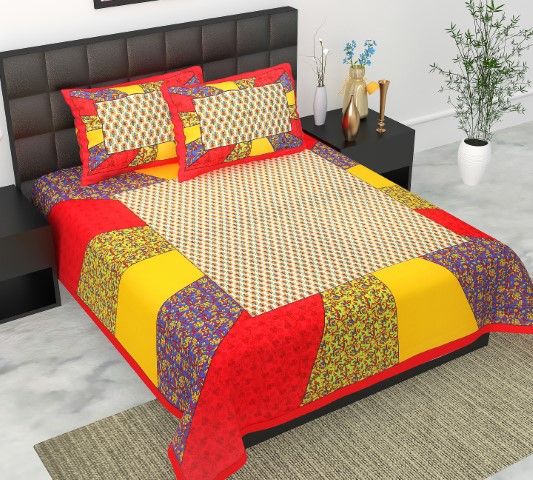     			E Elma Cotton 1 Double Bedsheet with 2 Pillow Covers ( Red )