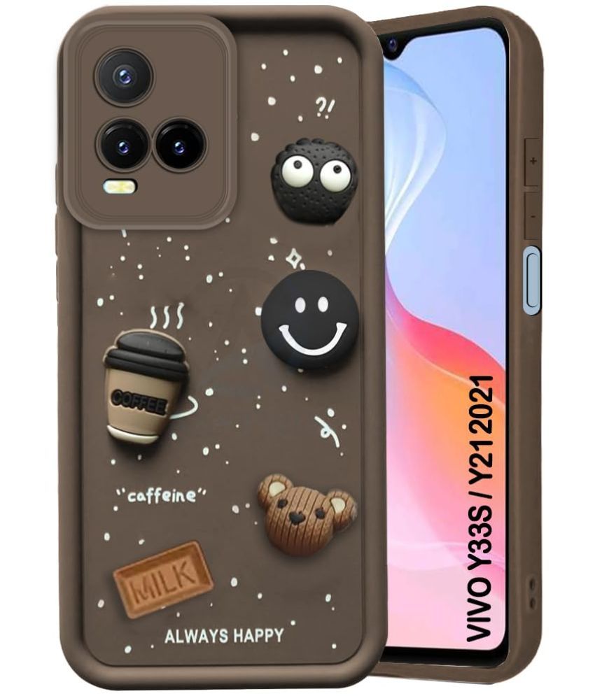     			Doyen Creations Brown Printed Back Cover Rubber Compatible For Vivo Y21 ( Pack of 1 )