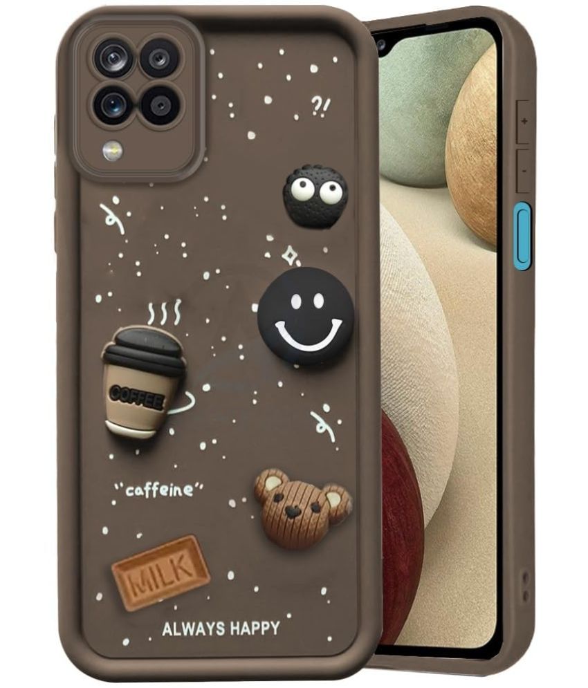     			Doyen Creations Brown Printed Back Cover Rubber Compatible For Samsung Galaxy F12 ( Pack of 1 )