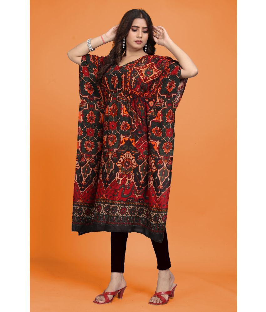     			Shiva Fab Pack of 1 100% Cotton Printed Kaftan Women's Kurti - ( Black )