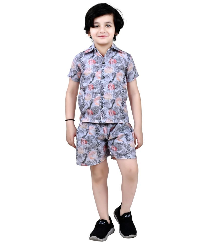     			Arshia Fashions Pack of 1 Boys Cotton Blend Shirts & Shorts Set ( Grey )