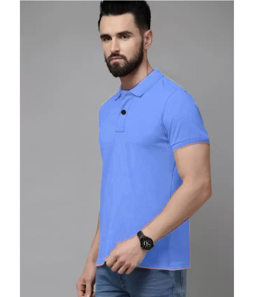     			CAT BUNNY Pack of 1 Cotton Blend Regular Fit Solid Half Sleeves Men's Polo T Shirt ( Sky Blue )