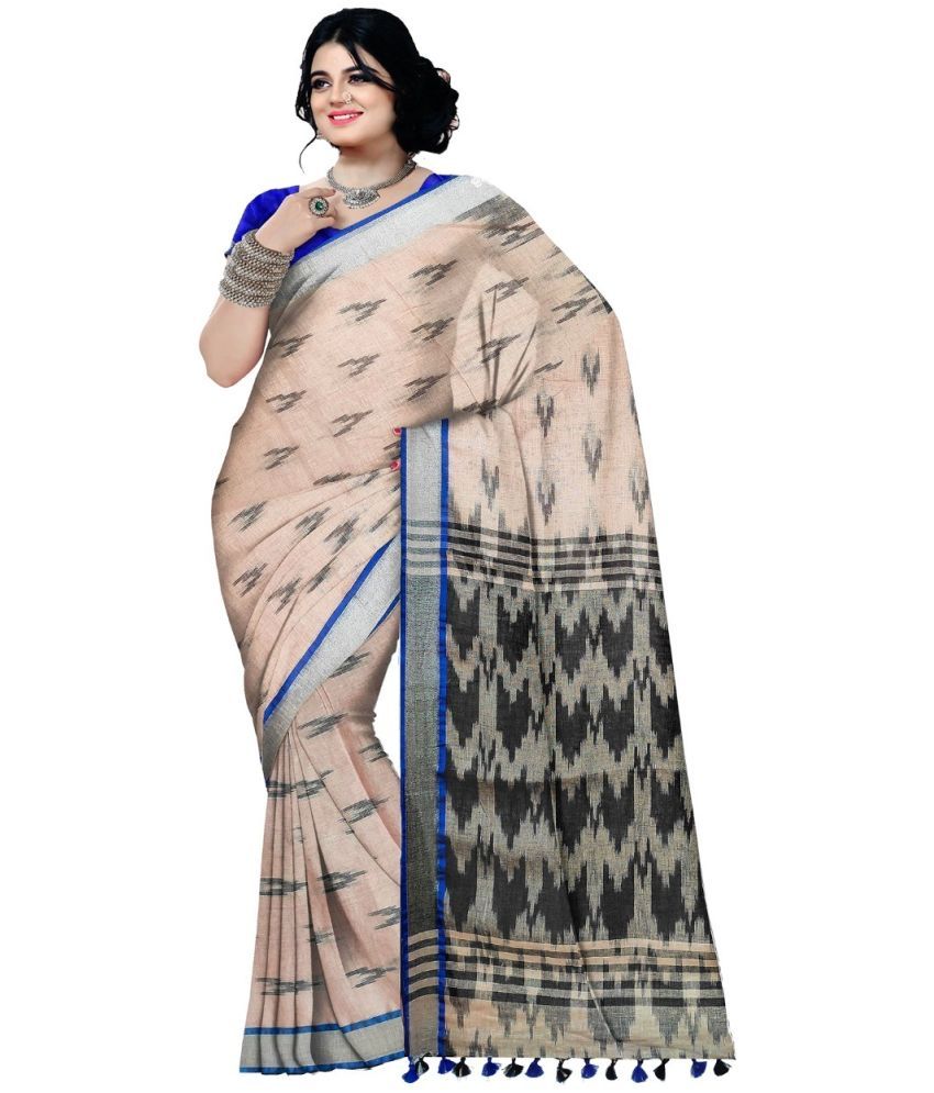     			CLOTH9 Cotton Printed Saree With Blouse Piece ( Beige , Pack of 1 )