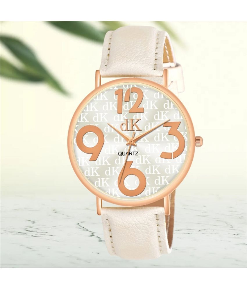     			DECLASSE White Leather Analog Men's Watch