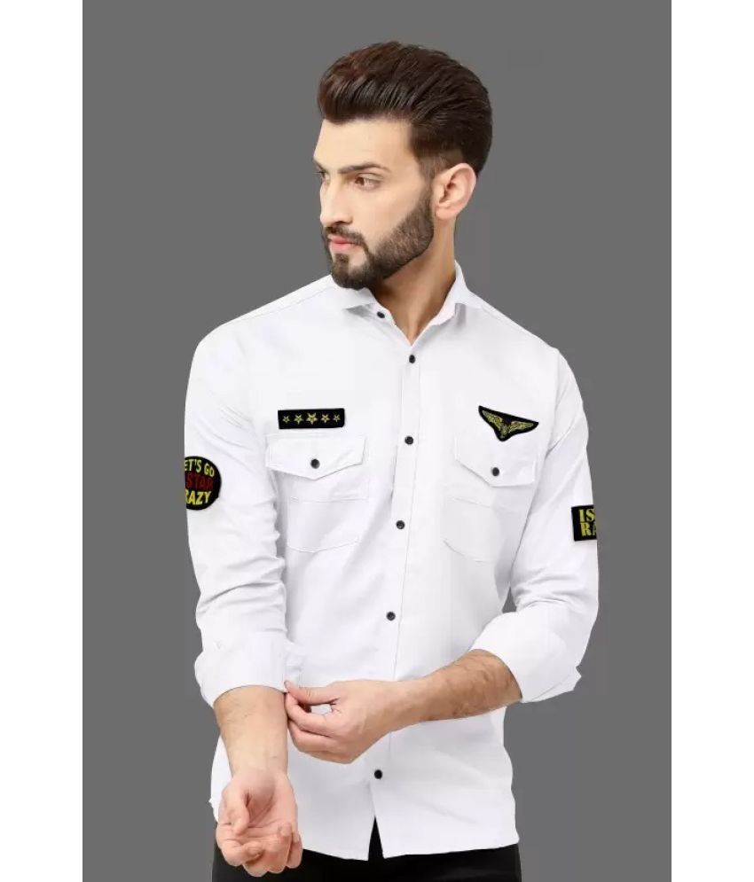     			Greenflair Cotton Blend Regular Fit Applique Full Sleeves Men's Casual Shirt - White ( Pack of 1 )