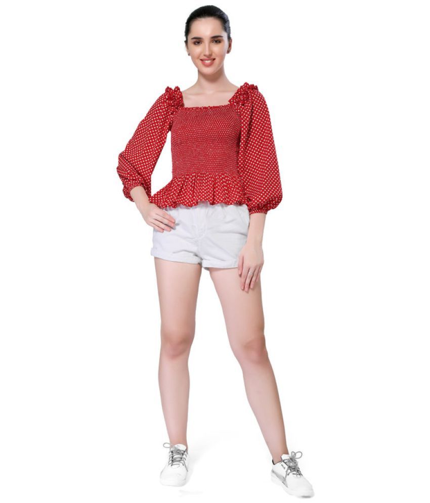     			Mantra Fashion Red Crepe Women's Peplum Top ( Pack of 1 )