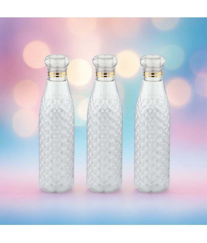     			Radhe Creation diamond water bottle, fridge water bottle, bottle White Plastic Water Bottle 1000 mL ( Set of 3 )