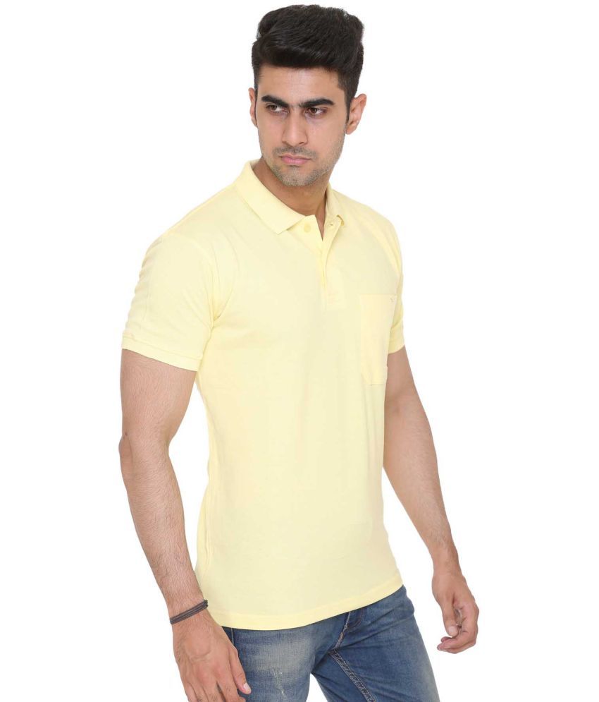     			Colors And Blends Pack of 1 Cotton Blend Regular Fit Solid Half Sleeves Men's Polo T Shirt ( Yellow )