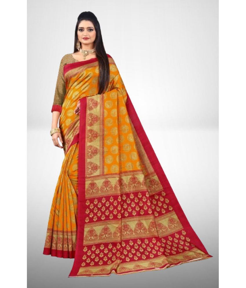     			RUNAYA NX Art Silk Printed Saree With Blouse Piece ( Mustard , Pack of 1 )