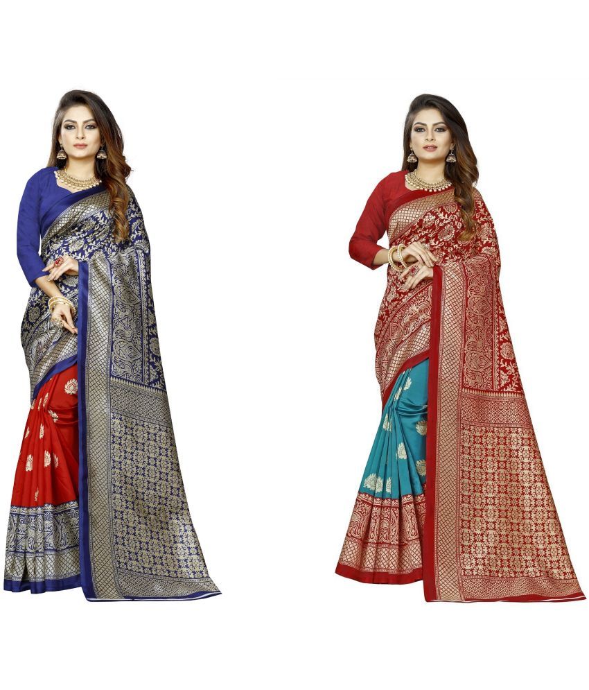     			RUNAYA NX Art Silk Printed Saree With Blouse Piece ( Multicolor , Pack of 2 )