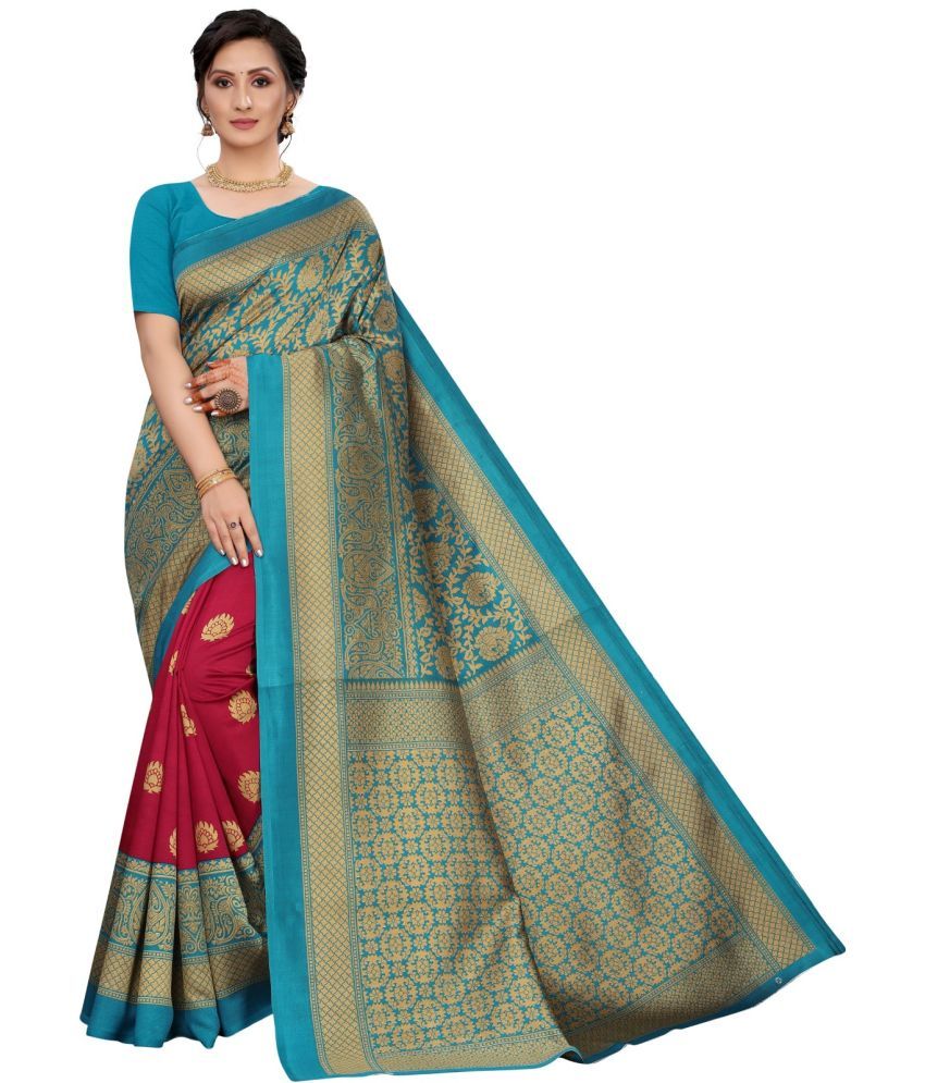     			RUNAYA NX Art Silk Printed Saree With Blouse Piece ( Cream , Pack of 1 )