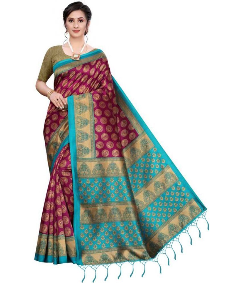     			RUNAYA NX Art Silk Printed Saree With Blouse Piece ( Mustard , Pack of 1 )