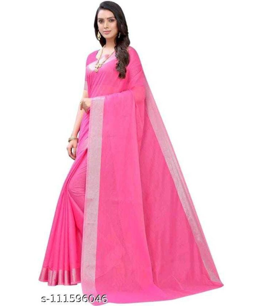     			RUNAYA NX Cotton Blend Printed Saree With Blouse Piece ( Pink , Pack of 1 )