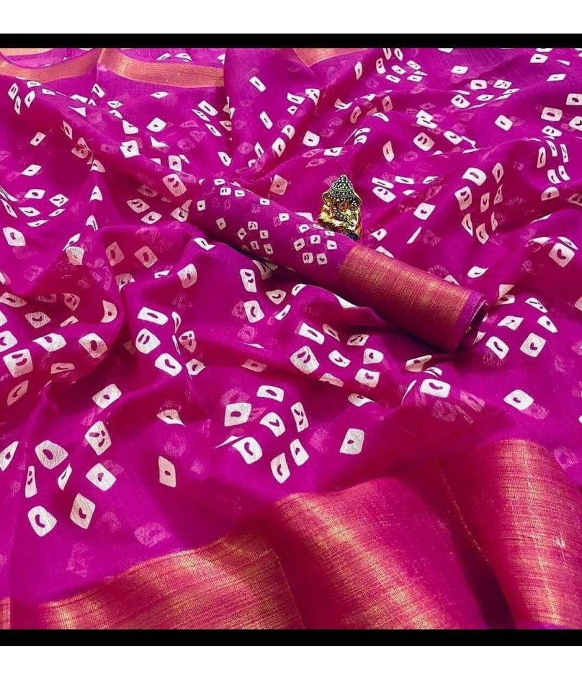     			RUNAYA NX Cotton Blend Printed Saree With Blouse Piece ( Pink , Pack of 1 )