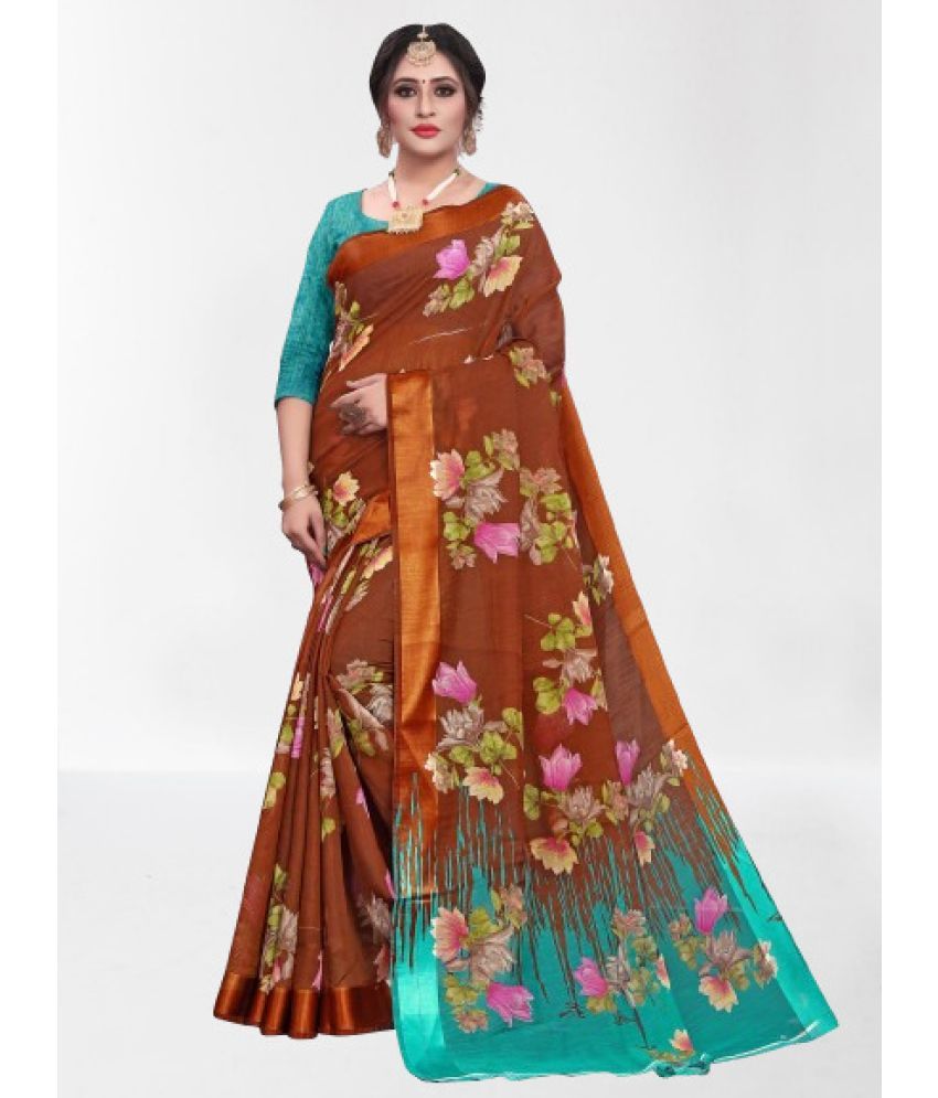     			RUNAYA NX Cotton Silk Printed Saree With Blouse Piece ( Multicolor , Pack of 1 )