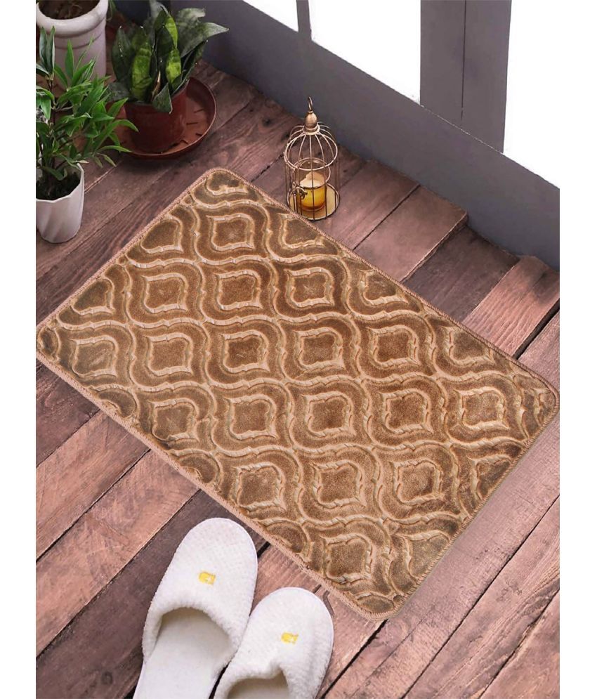     			FABINALIV Set of 1 Anti-skid Polycotton Door Mat ( 60 X 40 cm ) Brown