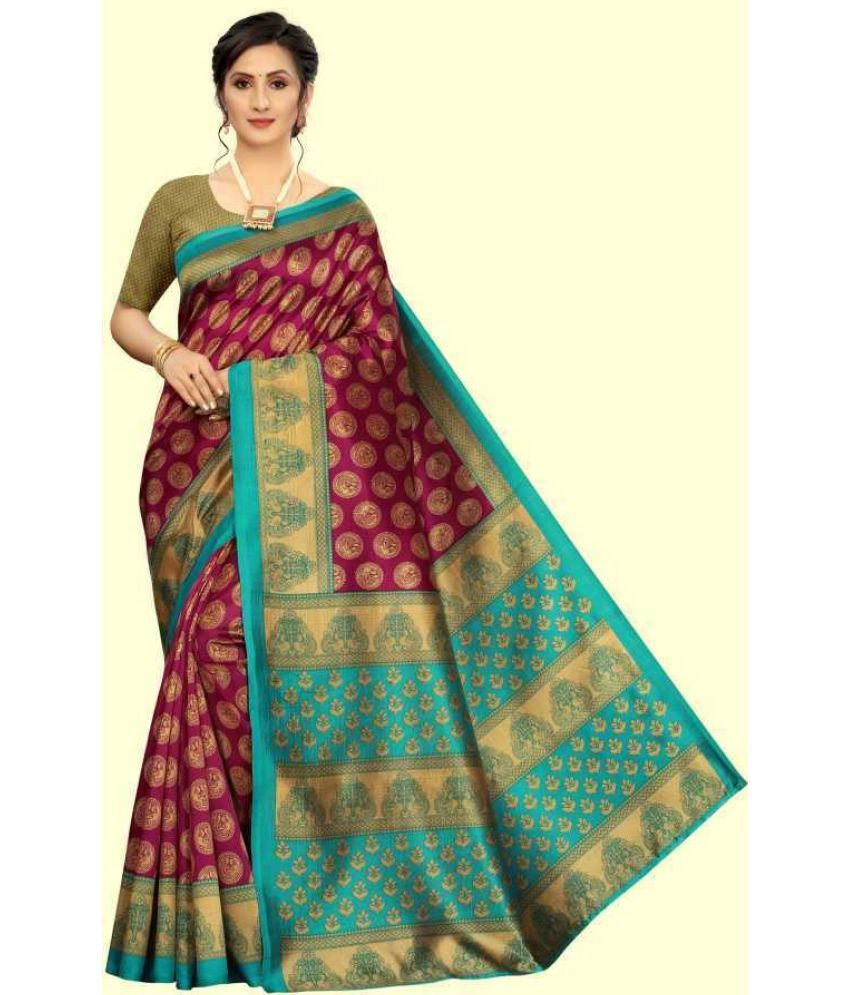     			RUNAYA NX Art Silk Printed Saree With Blouse Piece ( Purple , Pack of 1 )