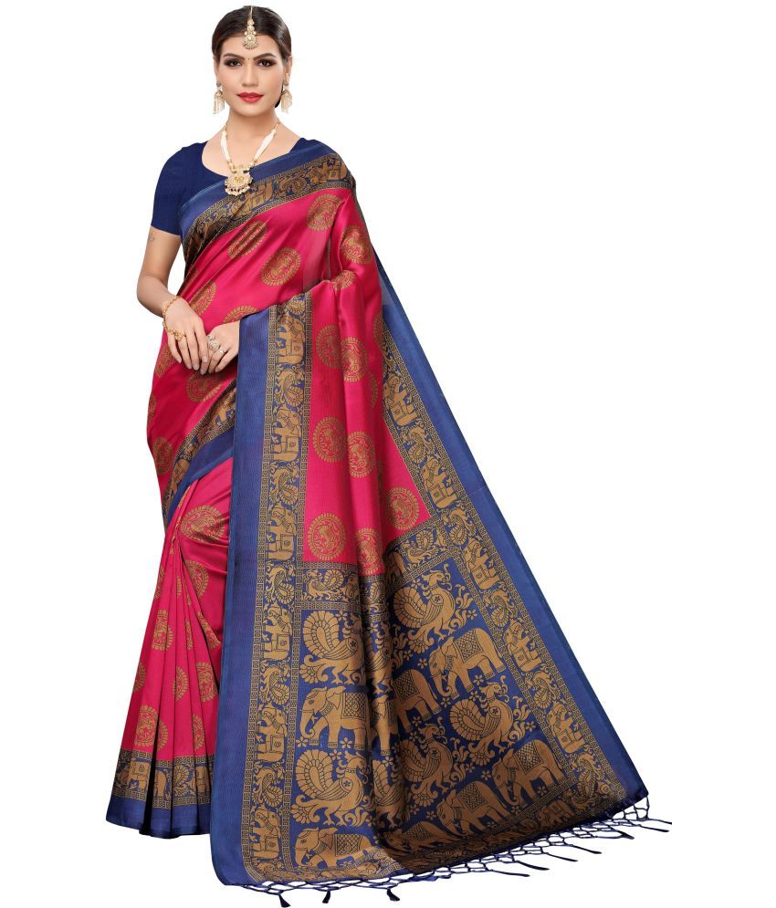     			RUNAYA NX Art Silk Printed Saree With Blouse Piece ( Pink , Pack of 1 )