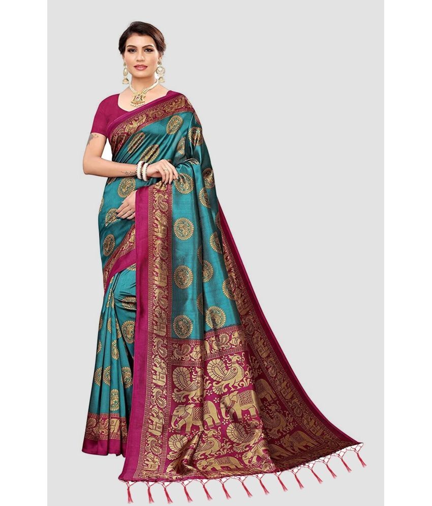     			RUNAYA NX Art Silk Printed Saree With Blouse Piece ( Green , Pack of 1 )