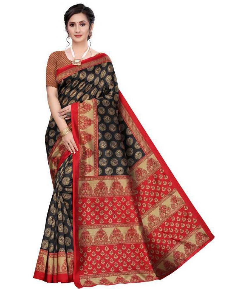     			RUNAYA NX Art Silk Printed Saree With Blouse Piece ( Maroon , Pack of 1 )